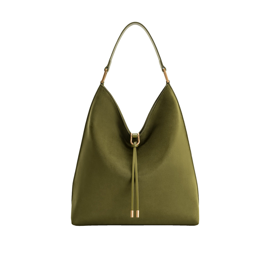 JW PEI Aria Faux Suede Shoulder Bag - Dark Olive by JW PEI