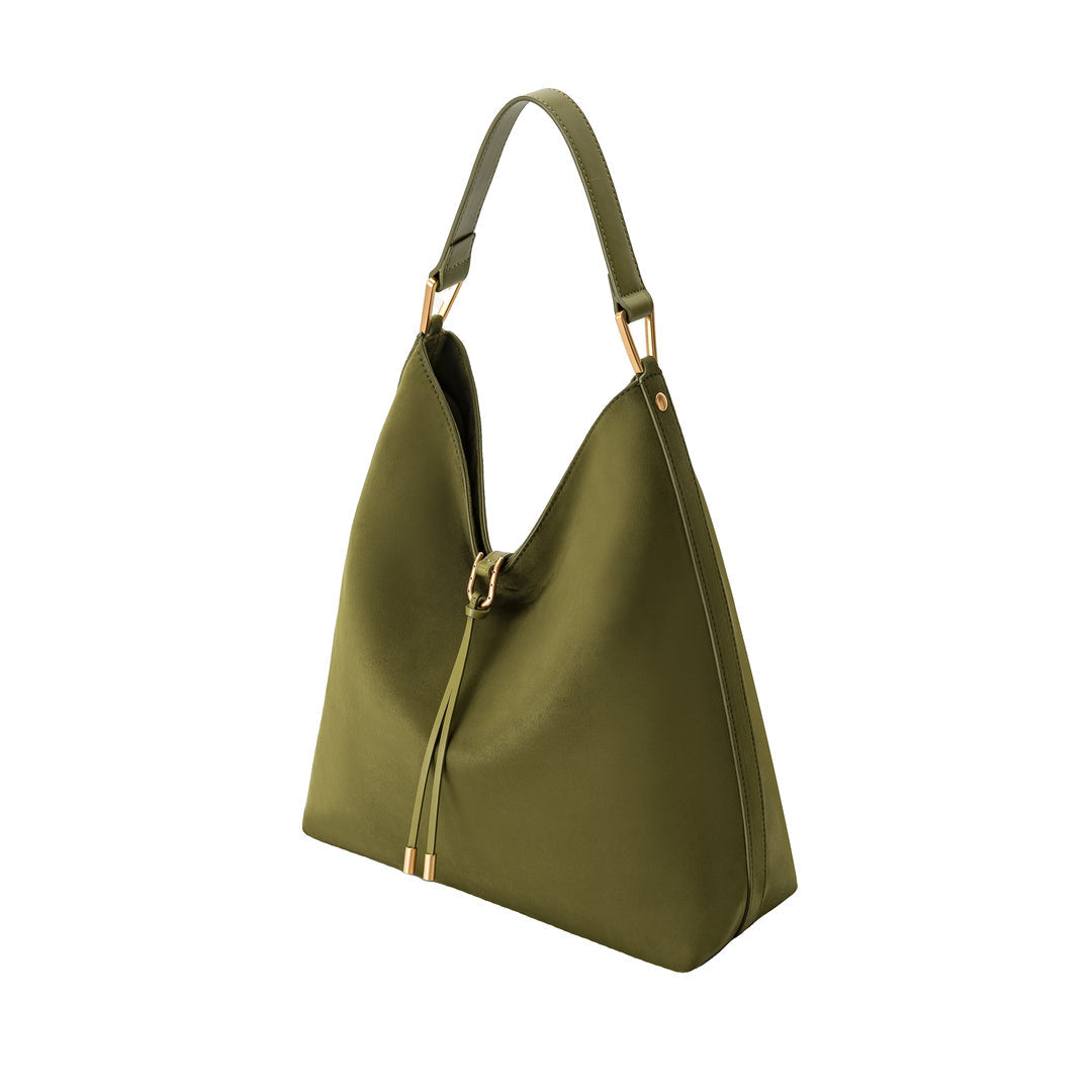 JW PEI Aria Faux Suede Shoulder Bag - Dark Olive by JW PEI