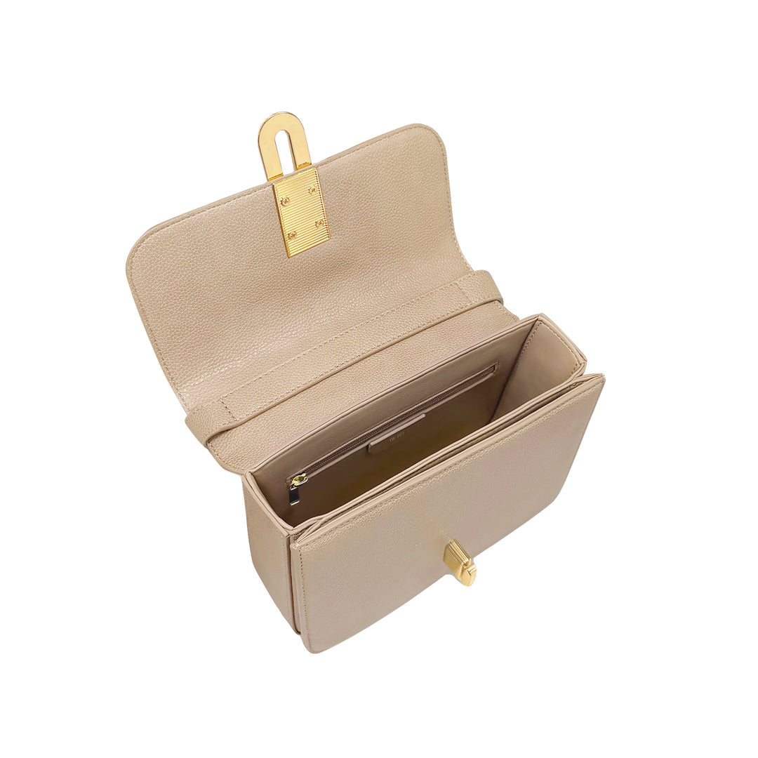 JW PEI Evania Lock Pebbled Shoulder Bag - Khaki by JW PEI