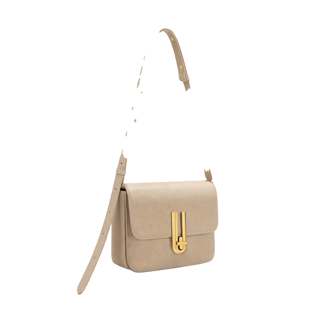 JW PEI Evania Lock Pebbled Shoulder Bag - Khaki by JW PEI