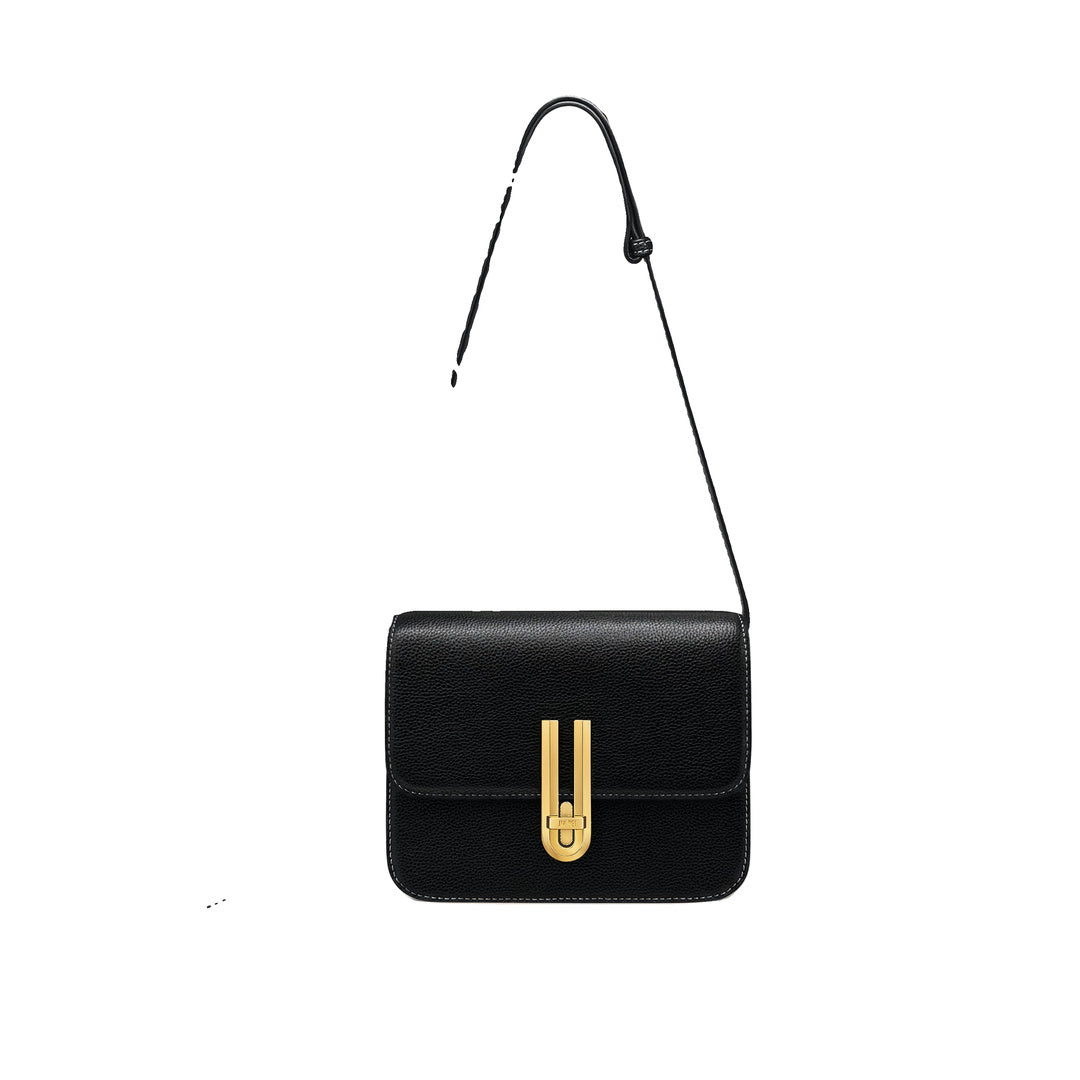 JW PEI Evania Lock Pebbled Shoulder Bag - Black by JW PEI