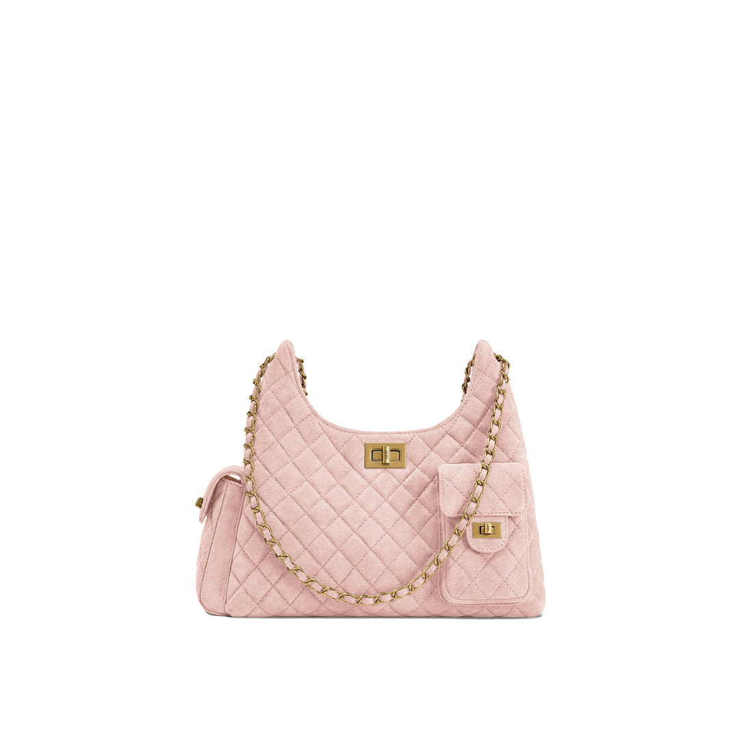 JW PEI Vivian Faux Suede Quilted Shoulder Bag - Pink by JW PEI