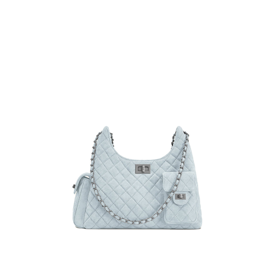 JW PEI Vivian Faux Suede Quilted Shoulder Bag - Light Blue by JW PEI
