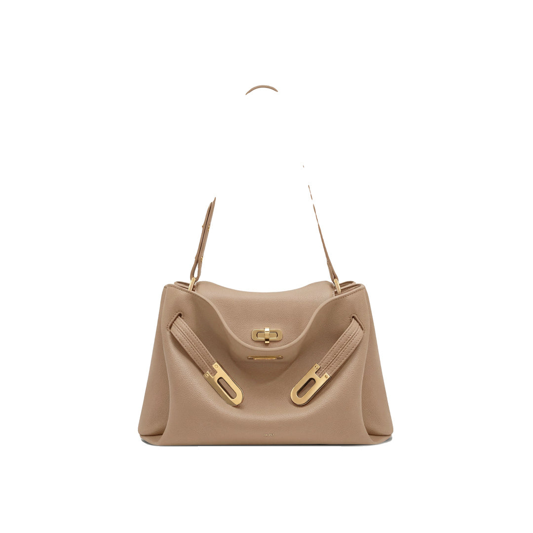 JW PEI Rhea Pebbled Double Buckle Shoulder Bag - Khaki by JW PEI
