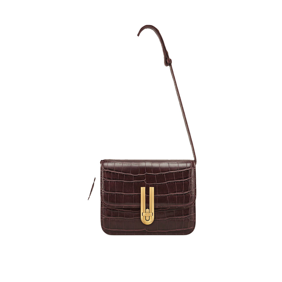 JW PEI Evania Lock Shoulder Bag - Burgundy Croc by JW PEI