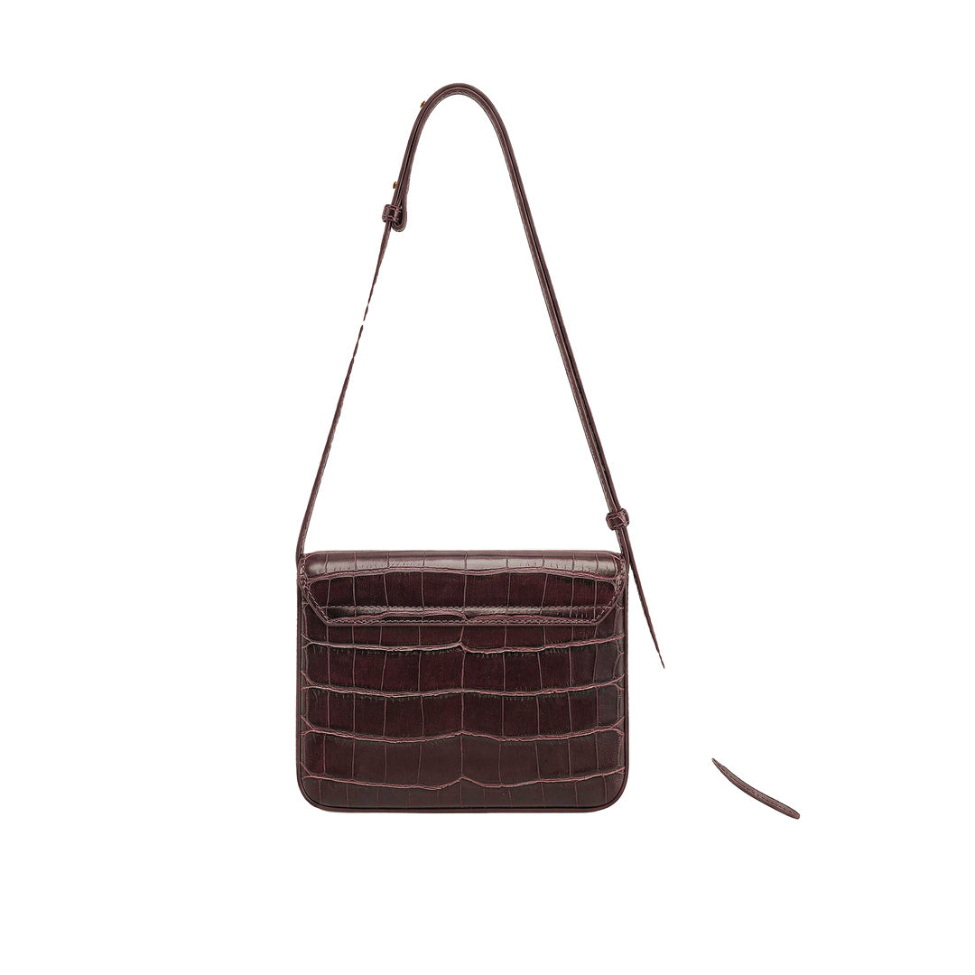 JW PEI Evania Lock Shoulder Bag - Burgundy Croc by JW PEI