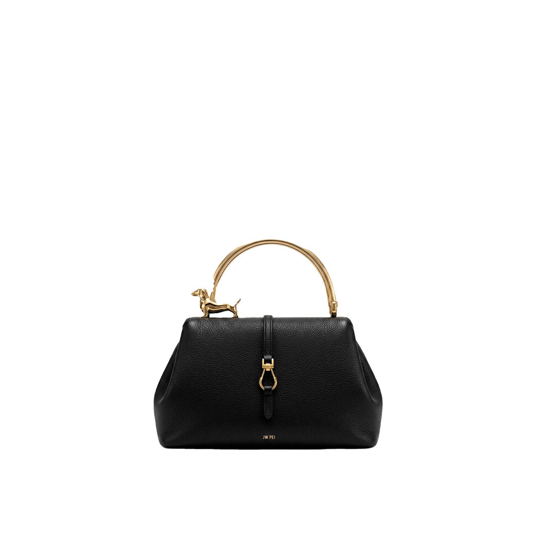 JW PEI Bruna Dachshund Metal Handle Top Handle Bag - Black by JW PEI