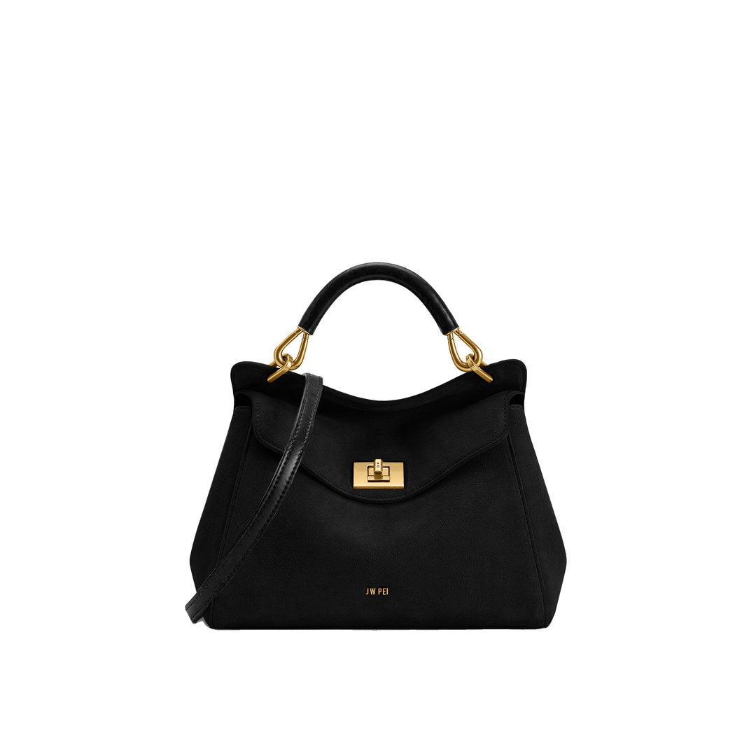 JW PEI Lucia Classic Faux Suede Top Handle Bag - Black by JW PEI