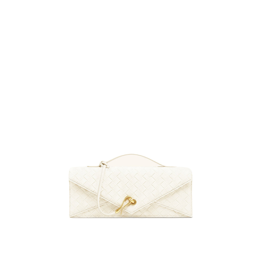 JW PEI Celeste Faux Suede Woven Textured Envelope Top Handle Bag - White by JW PEI