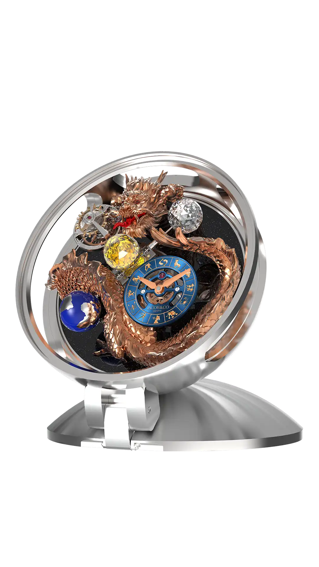 Astronomia Table Clock - White Gold