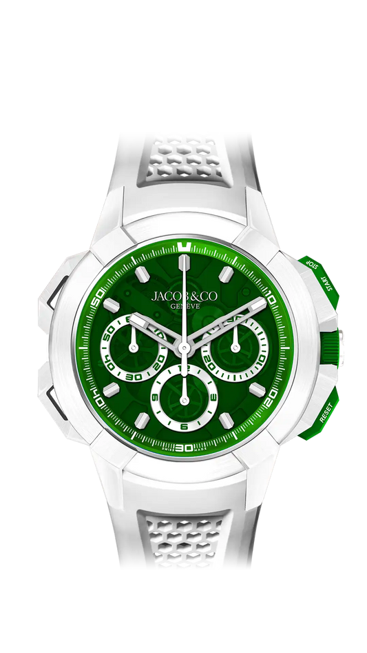 Epic X Chrono 44MM Tri-Compax - White Ceramic, Green Dial