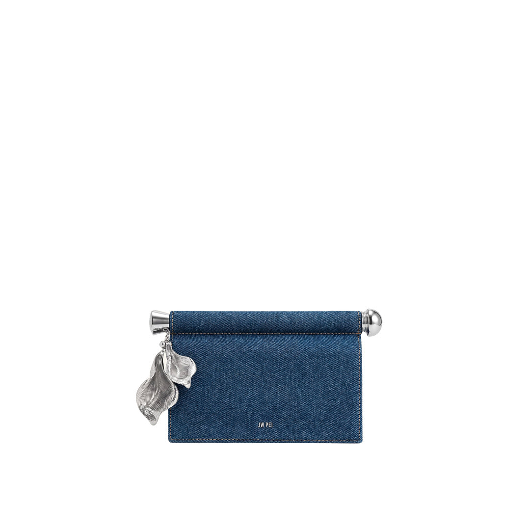 JW PEI Holly Metal Pendant Embellished Clutch - Blue Denim by JW PEI