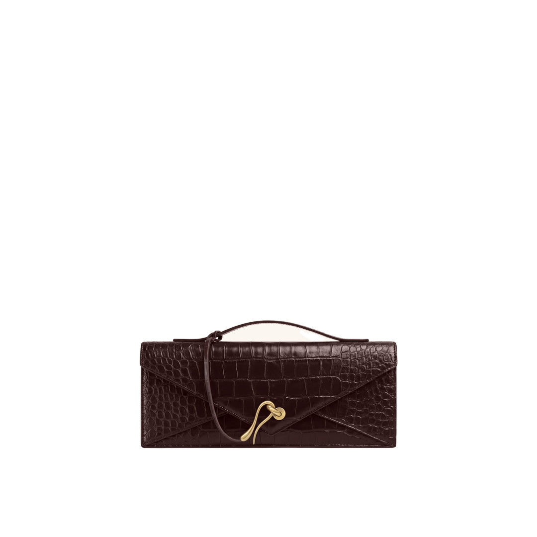 JW PEI Celeste Envelope Top Handle Bag - Dark Brown Croc by JW PEI