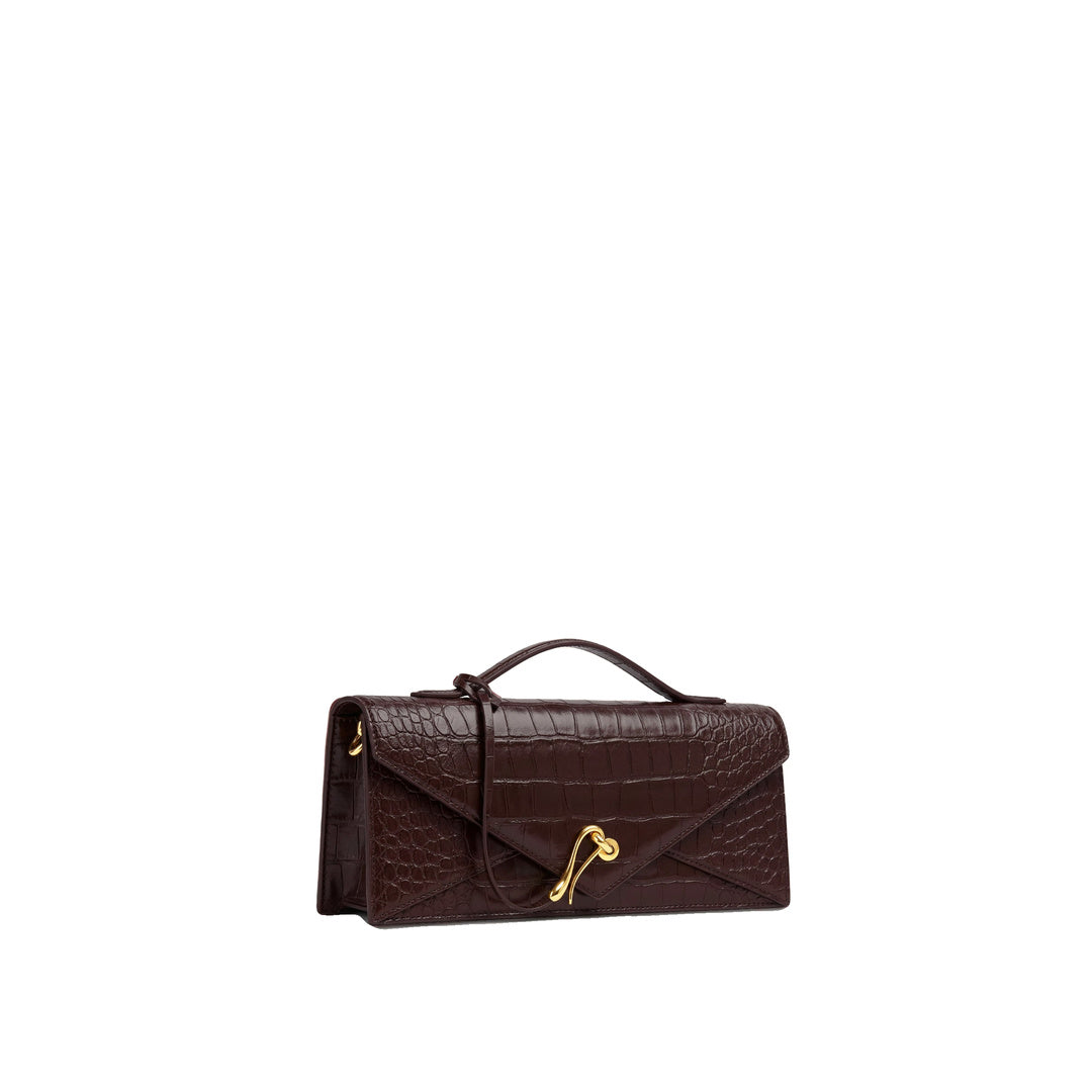JW PEI Celeste Envelope Top Handle Bag - Dark Brown Croc by JW PEI