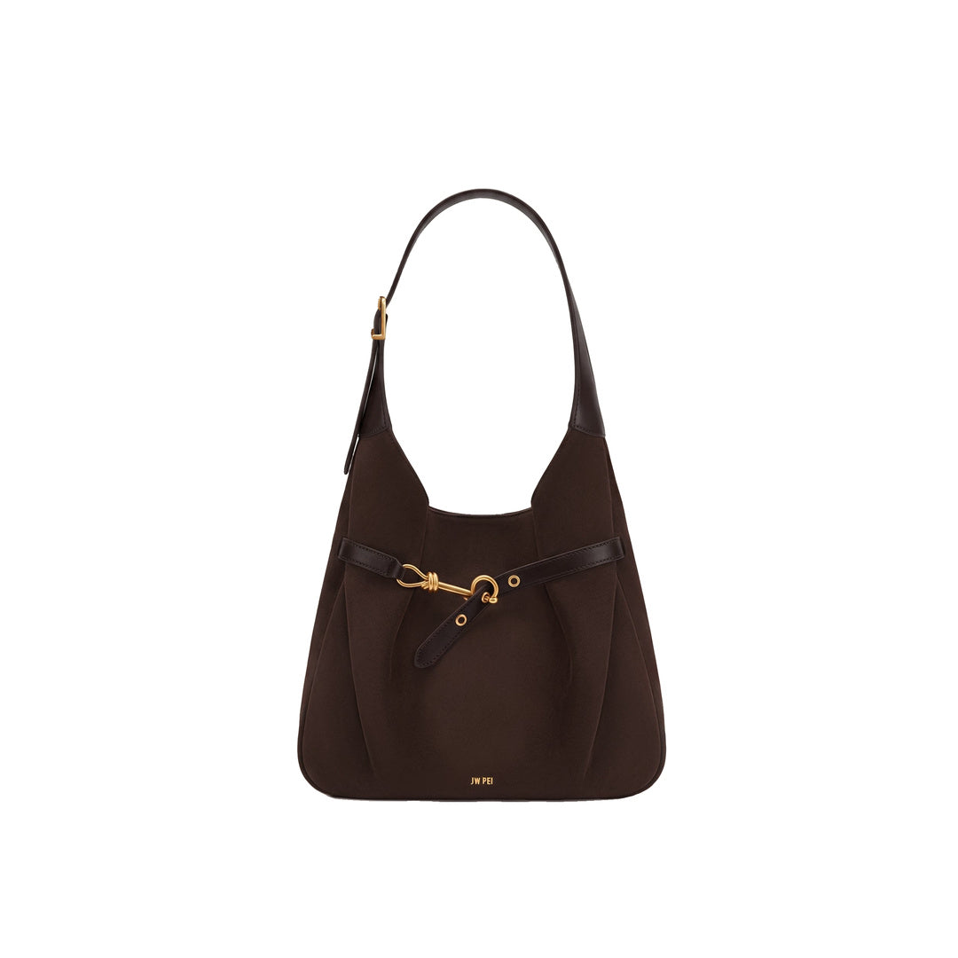 JW PEI Alina Faux Suede Hobo Bag - Chocolate Brown by JW PEI