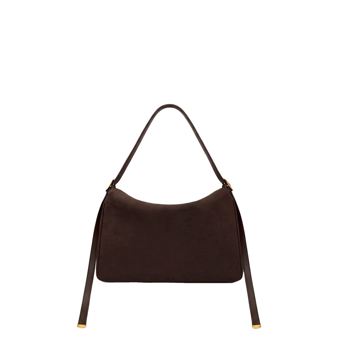JW PEI Elowen Faux Suede Flap Shoulder Bag - Dark Brown by JW PEI