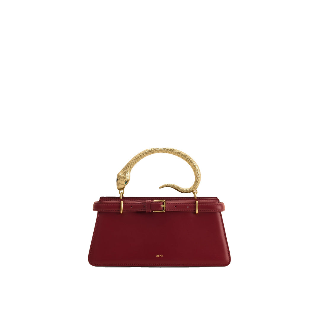 JW PEI Elena Snake Handle Top Handle Bag - Wine Red by JW PEI