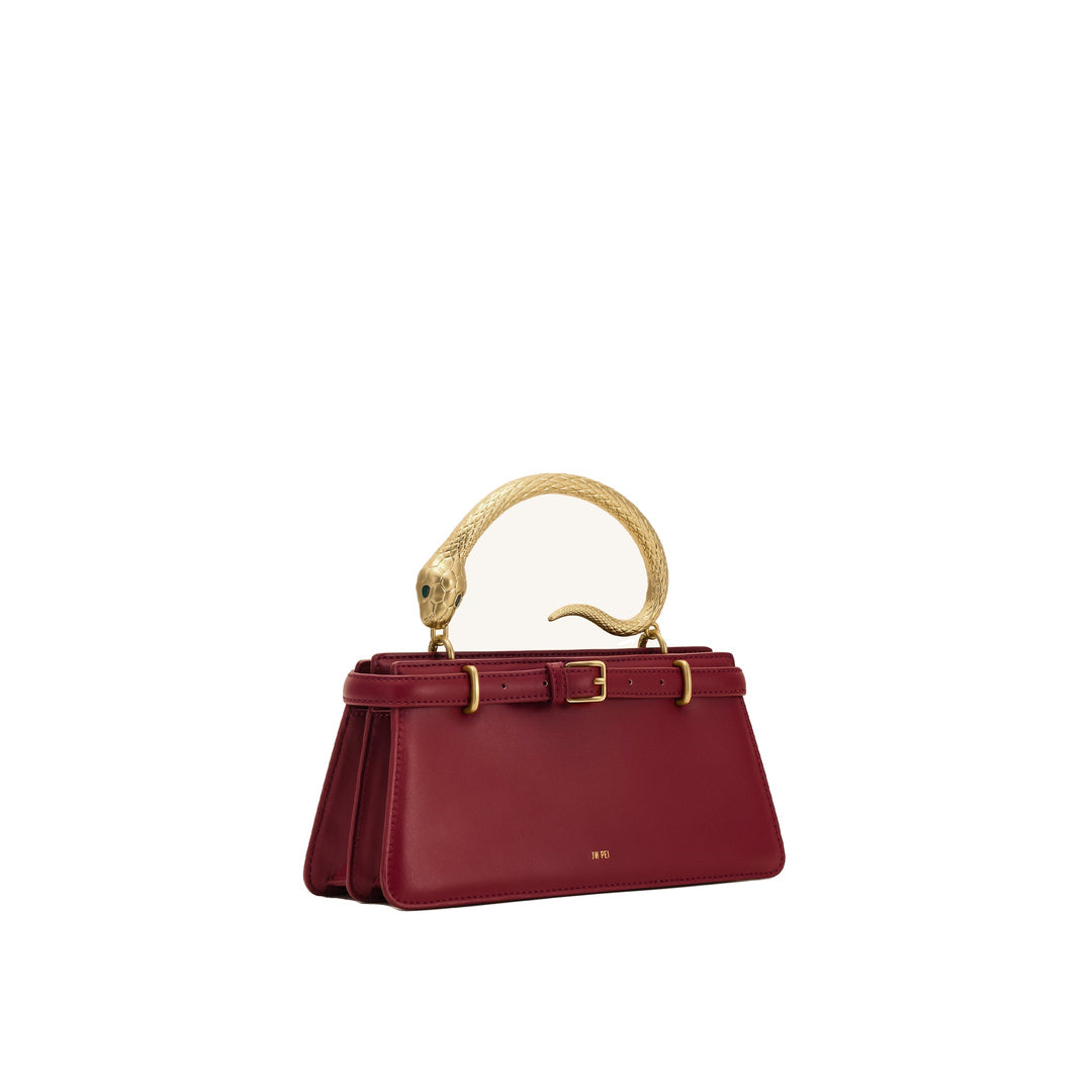JW PEI Elena Snake Handle Top Handle Bag - Wine Red by JW PEI