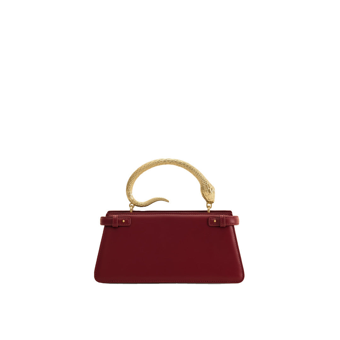 JW PEI Elena Snake Handle Top Handle Bag - Wine Red by JW PEI