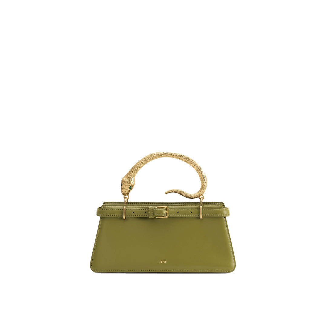 JW PEI Elena Snake Handle Top Handle Bag - Matcha Green by JW PEI