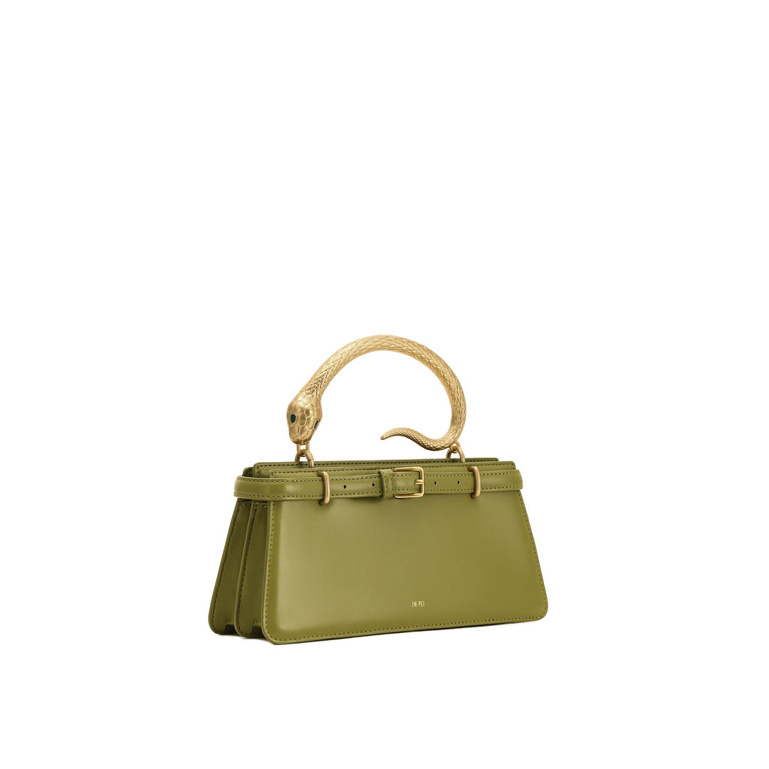 JW PEI Elena Snake Handle Top Handle Bag - Matcha Green by JW PEI