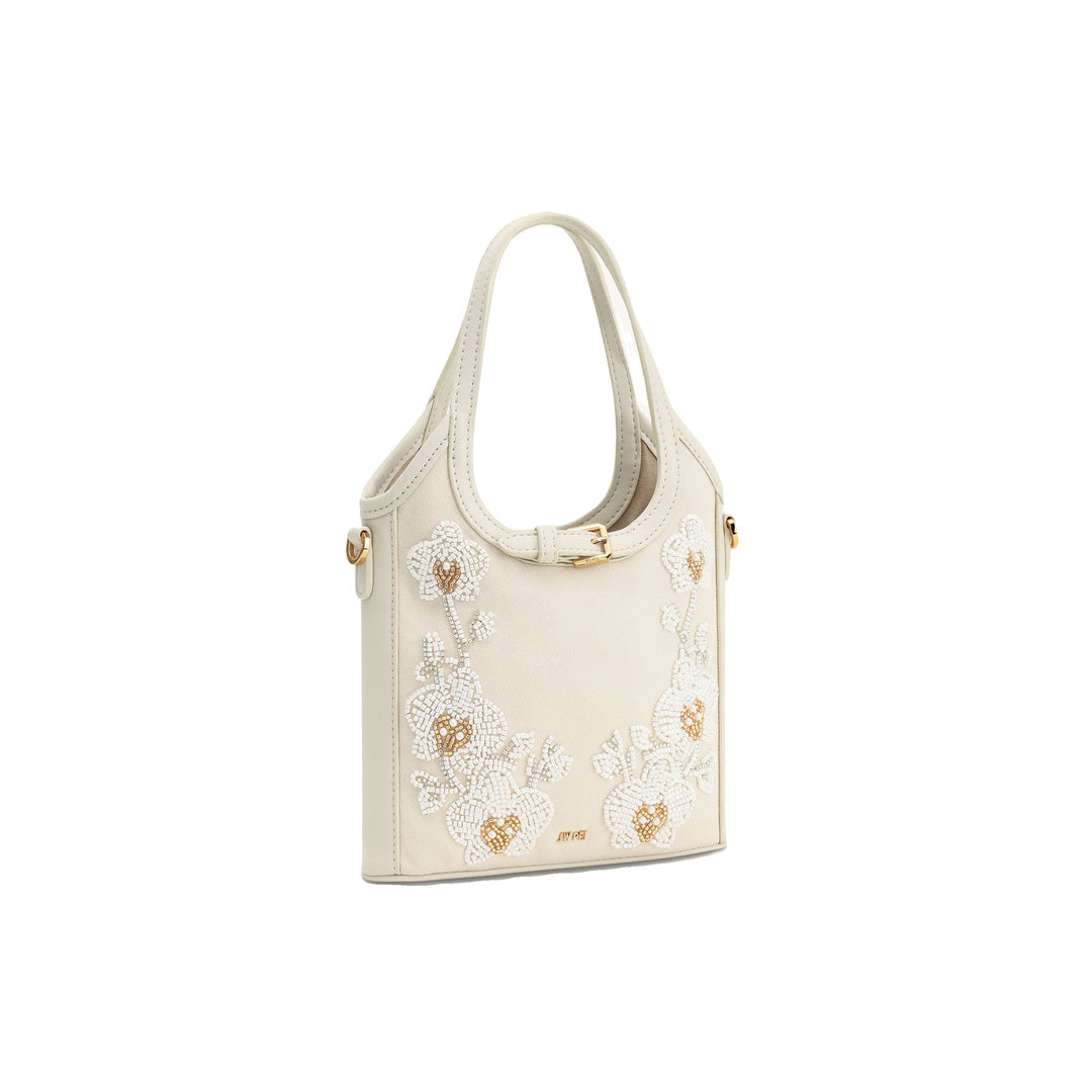 JW PEI Brooke Mini Belted Embellished Orchid Beaded Top Handle Bag - Ivory by JW PEI