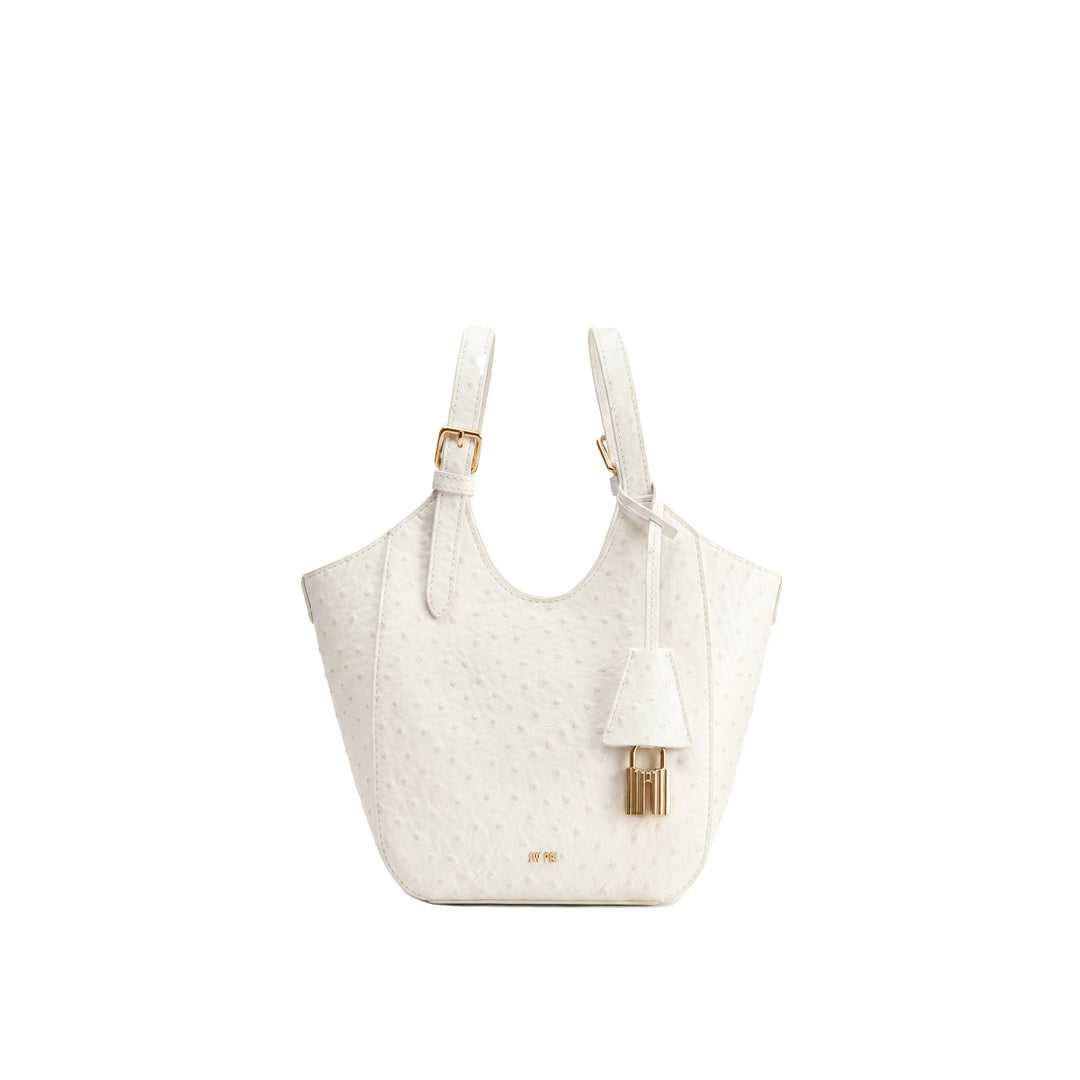 JW PEI Ines Faux Ostrich Padlock Tote Bag - White by JW PEI