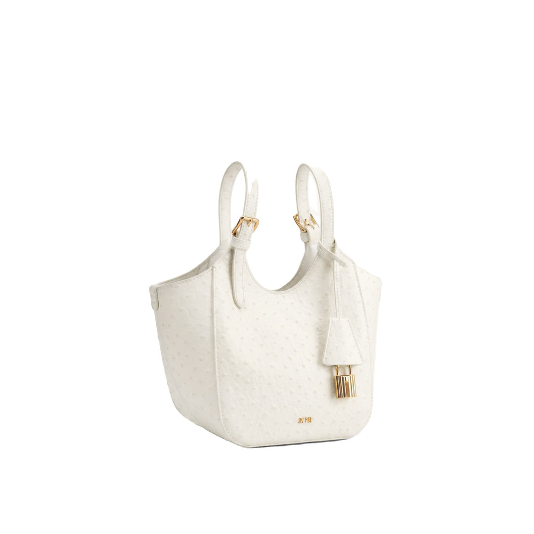 JW PEI Ines Faux Ostrich Padlock Tote Bag - White by JW PEI