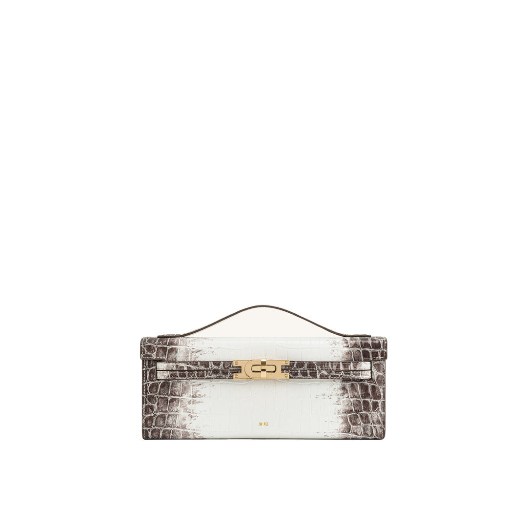 JW PEI Bria Structured Top Handle Bag - White Croc by JW PEI