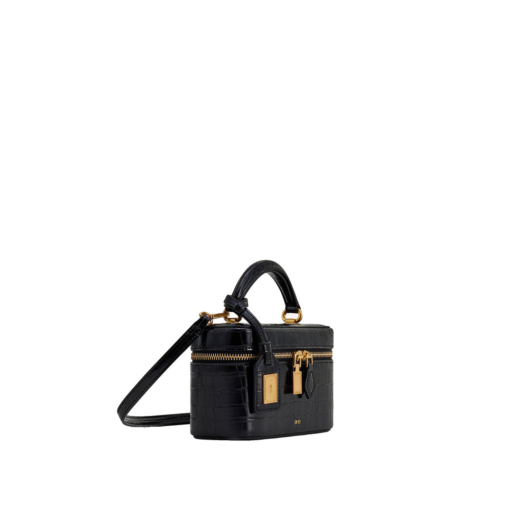 JW PEI Cleo Box Shape Top Handle Bag - Black Croc by JW PEI
