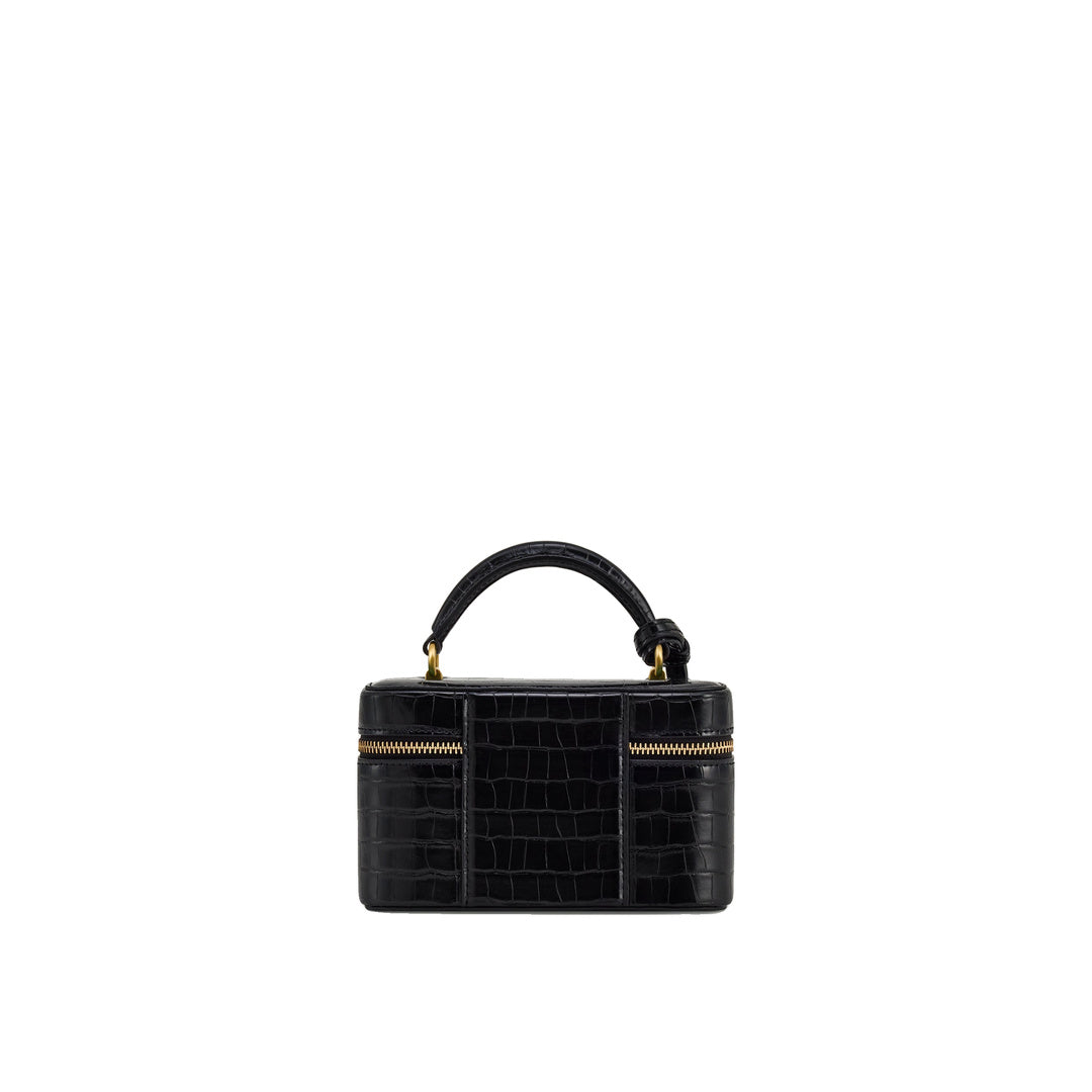 JW PEI Cleo Box Shape Top Handle Bag - Black Croc by JW PEI