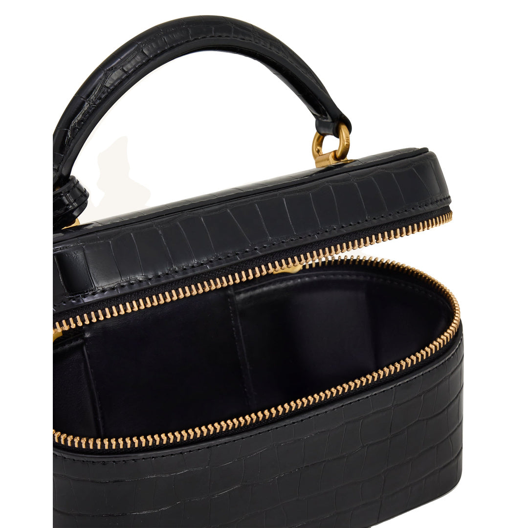 JW PEI Cleo Box Shape Top Handle Bag - Black Croc by JW PEI