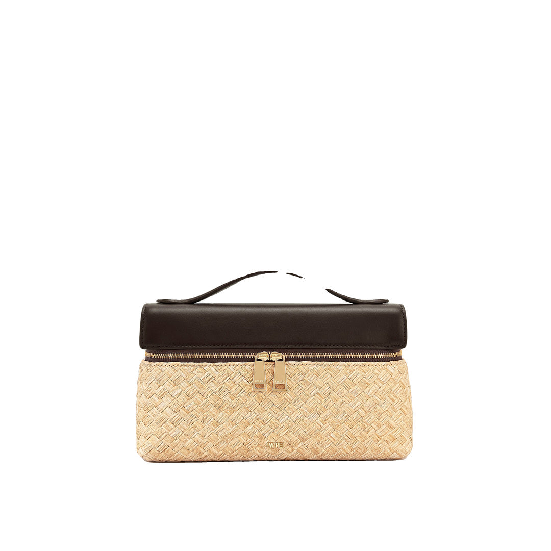 JW PEI Thea Faux Straw Top Handle Bag - Brown by JW PEI