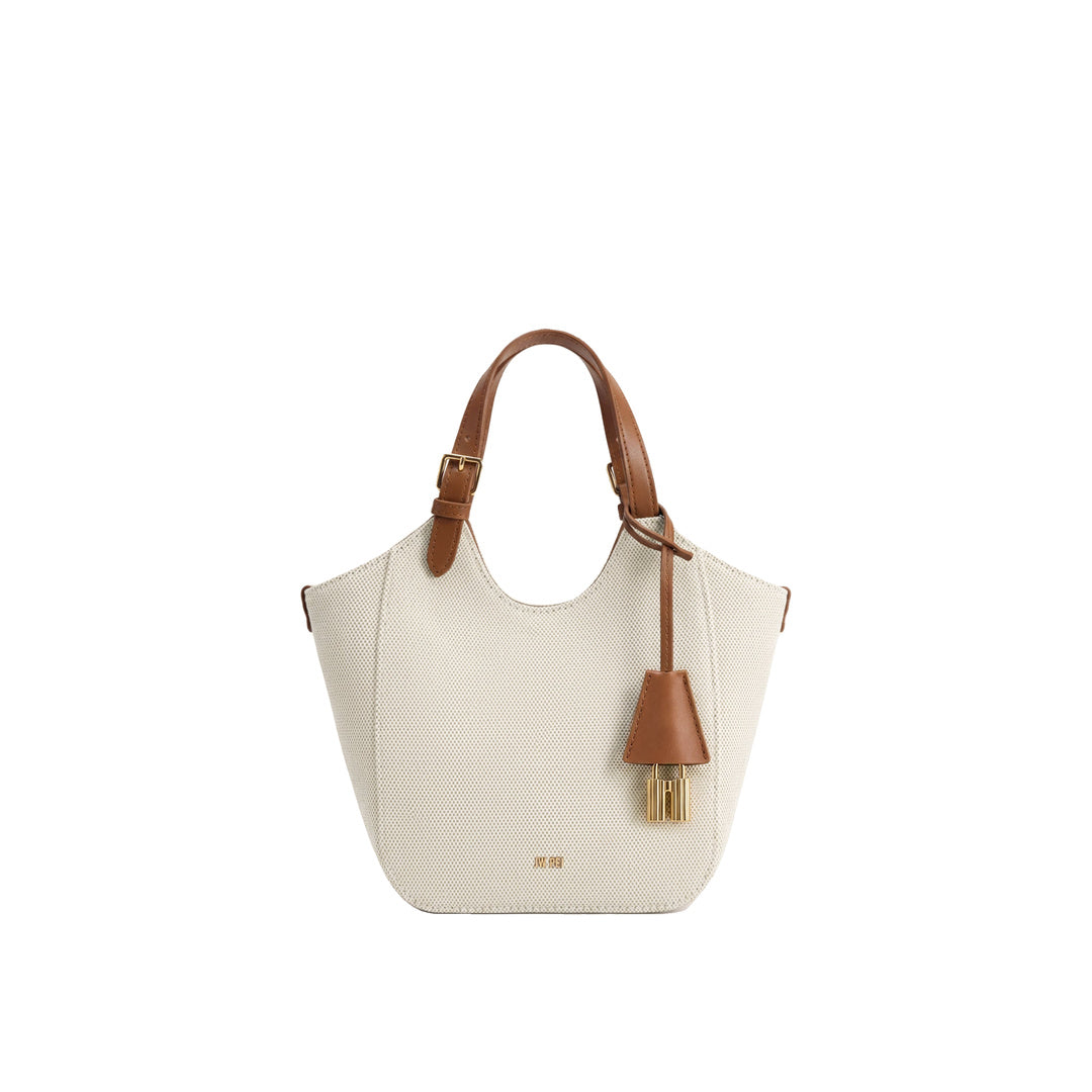JW PEI Ines Padlock Tote Bag - Brown Canvas by JW PEI
