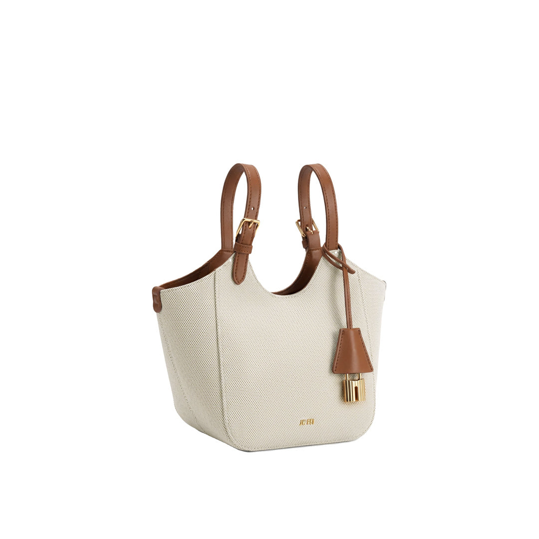 JW PEI Ines Padlock Tote Bag - Brown Canvas by JW PEI