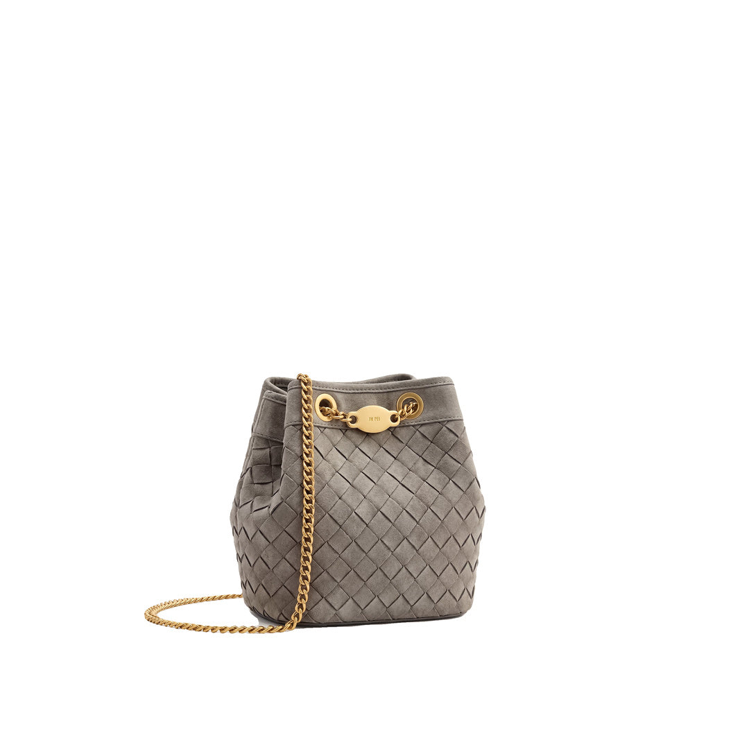 JW PEI Yara Faux Suede Hand-Woven Bucket Bag - Grey by JW PEI
