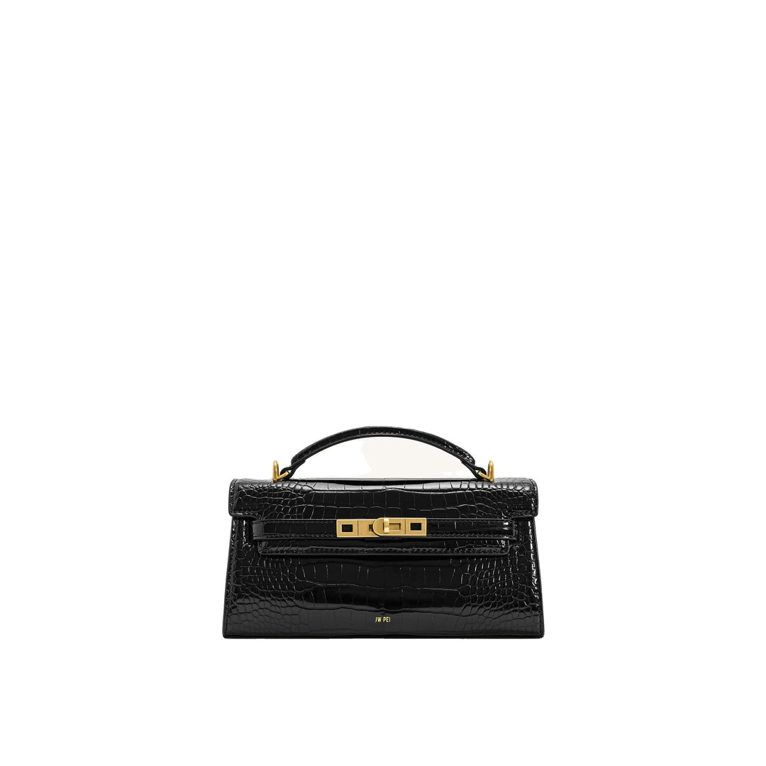 JW PEI Noor Top Handle Bag - Black Croc by JW PEI