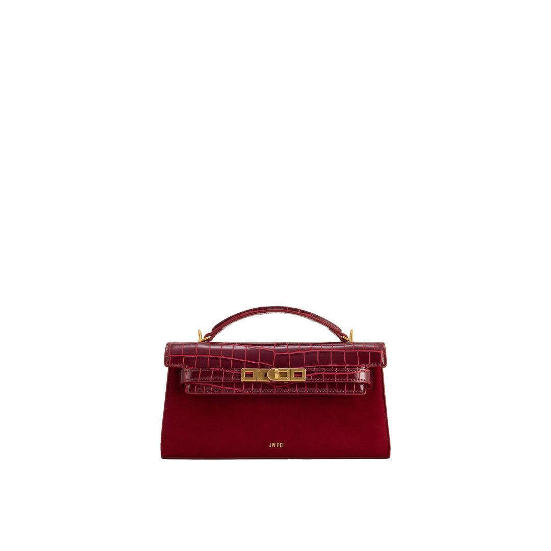 JW PEI Noor Faux Suede Top Handle Bag - Red by JW PEI