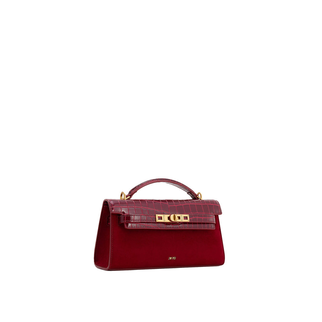 JW PEI Noor Faux Suede Top Handle Bag - Red by JW PEI