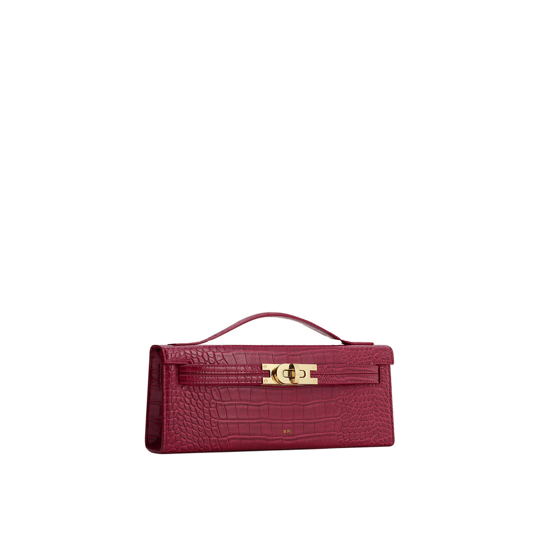 JW PEI Bria Structured Top Handle Bag - Burgundy Croc by JW PEI