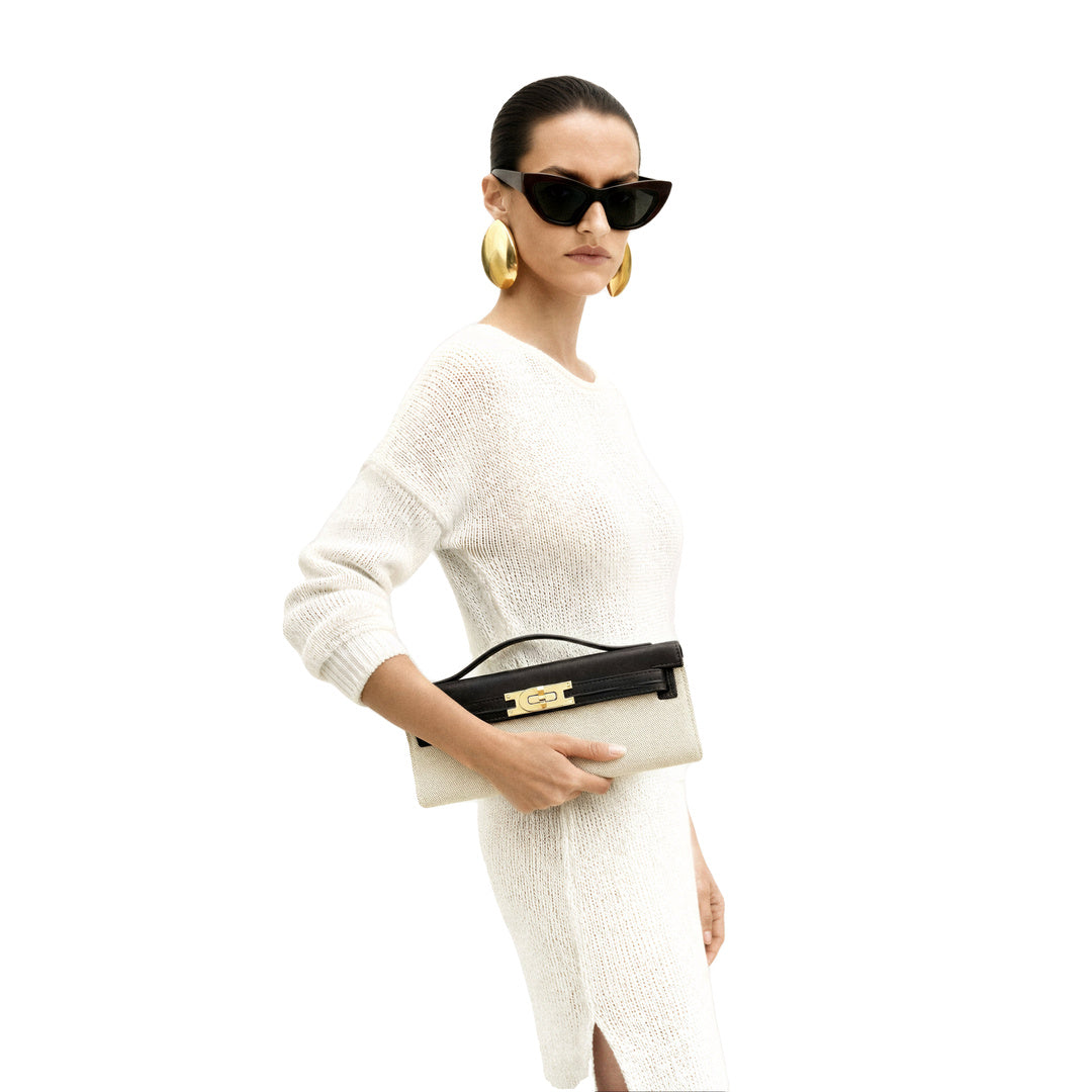 JW PEI Bria Structured Top Handle Bag - Black Canvas by JW PEI