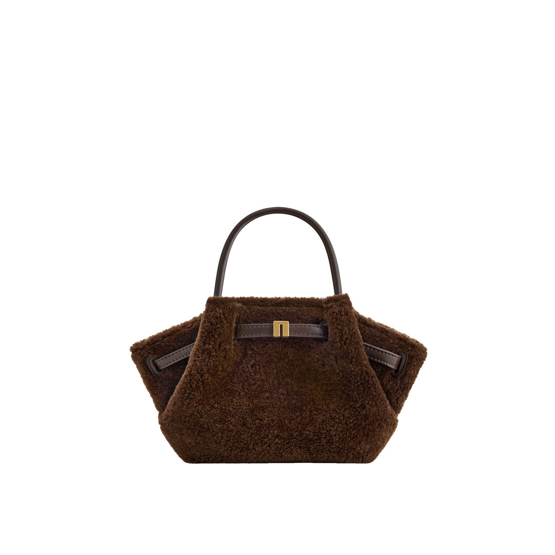JW PEI Hana Mini Faux Fur Tote Bag - Dark Brown by JW PEI