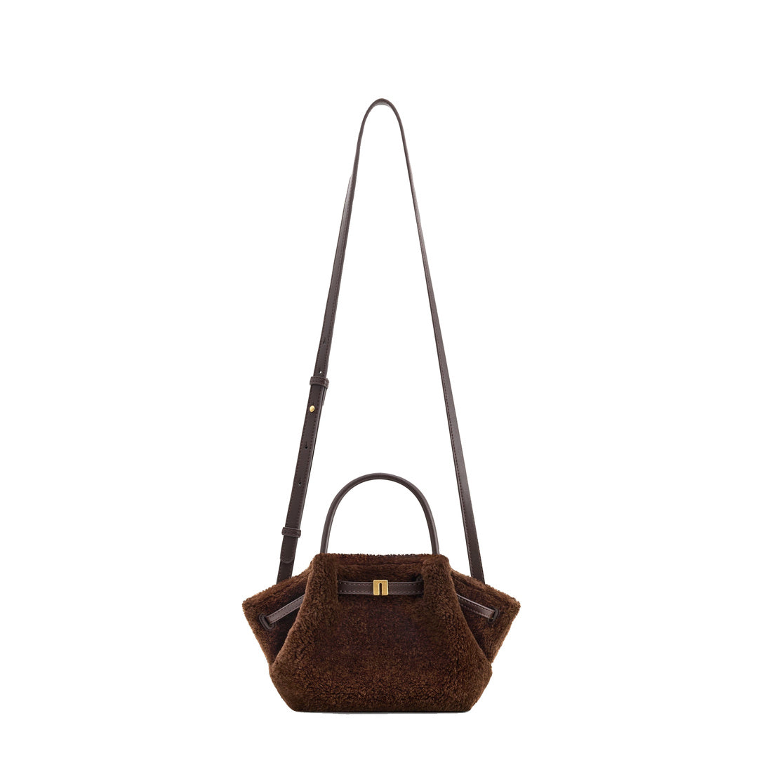 JW PEI Hana Mini Faux Fur Tote Bag - Dark Brown by JW PEI