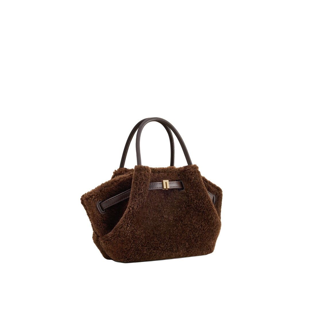JW PEI Hana Mini Faux Fur Tote Bag - Dark Brown by JW PEI