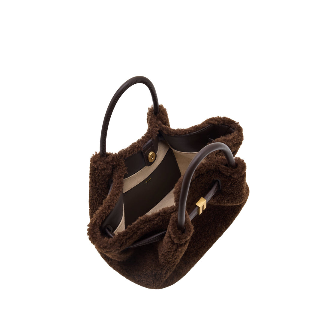JW PEI Hana Mini Faux Fur Tote Bag - Dark Brown by JW PEI