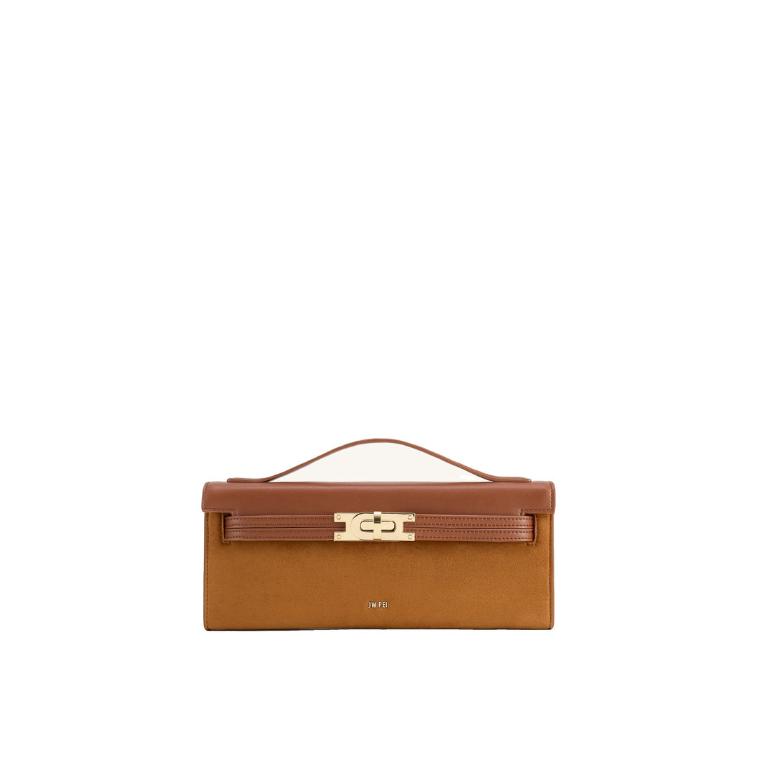 JW PEI Bria Faux Suede Structured Top Handle Bag - Brown by JW PEI