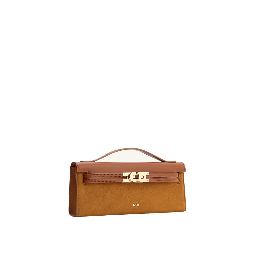 JW PEI Bria Faux Suede Structured Top Handle Bag - Brown by JW PEI
