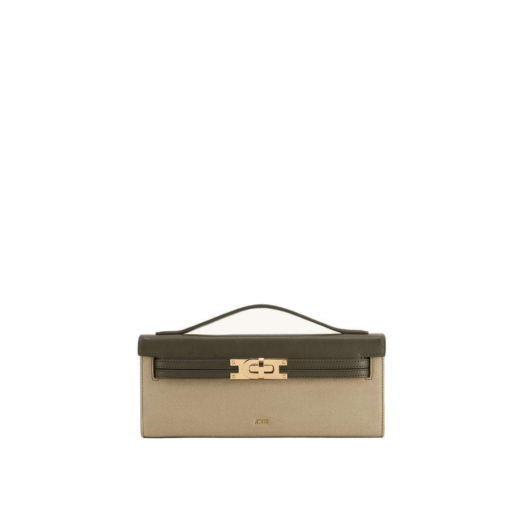 JW PEI Bria Faux Suede Structured Top Handle Bag - Dark Olive by JW PEI