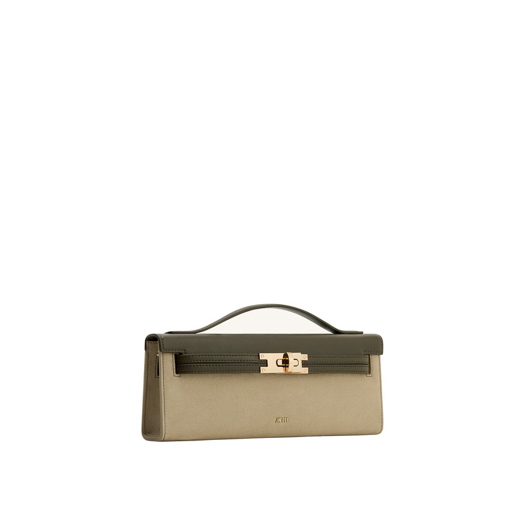 JW PEI Bria Faux Suede Structured Top Handle Bag - Dark Olive by JW PEI