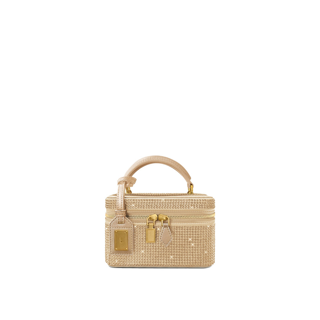 JW PEI Cleo Artificial Crystal Box Shape Top Handle Bag - Champagne by JW PEI